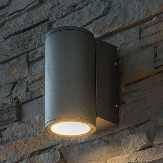LED-ulkoseinävalaisin Doble, pyöreä, alavalo