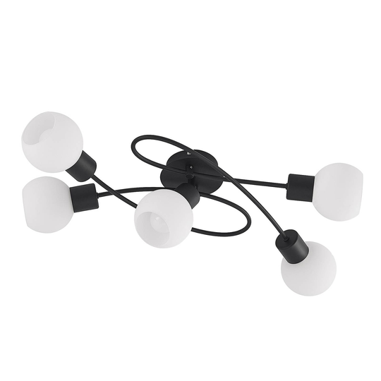 Lindby-LED-kattovalaisin Elaina, 5-lamp. musta
