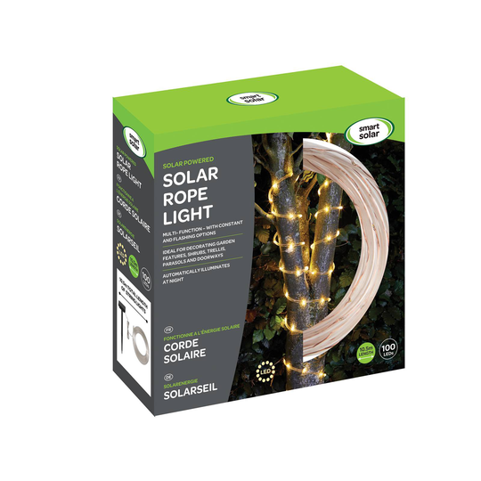 Rope aurinkokäyttöinen LED-valokaapeli 100 lamppua