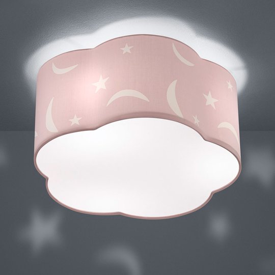 Kattolamppu Moony lastenhuoneeseen pastelliroosa