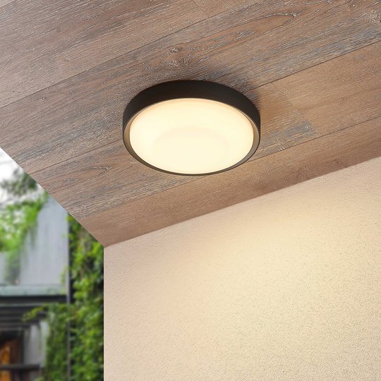 Lucande Lare -LED-ulkokattovalaisin, Ø 25 cm