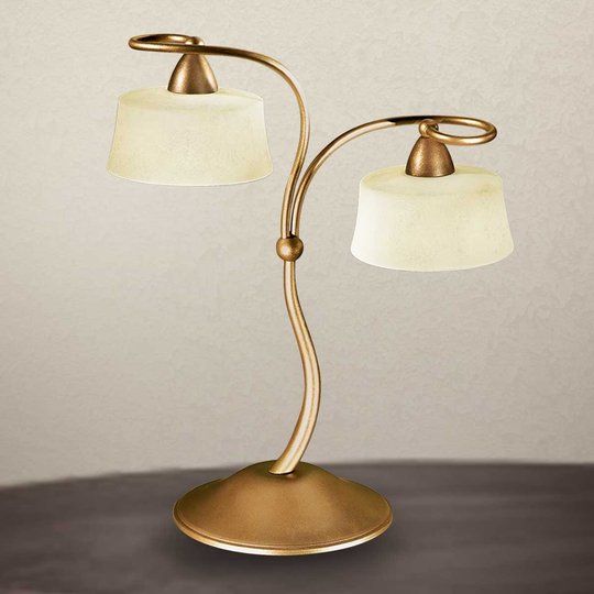 Pöytälamppu Alessio scavo-lasivarjostin, 2-lamp.
