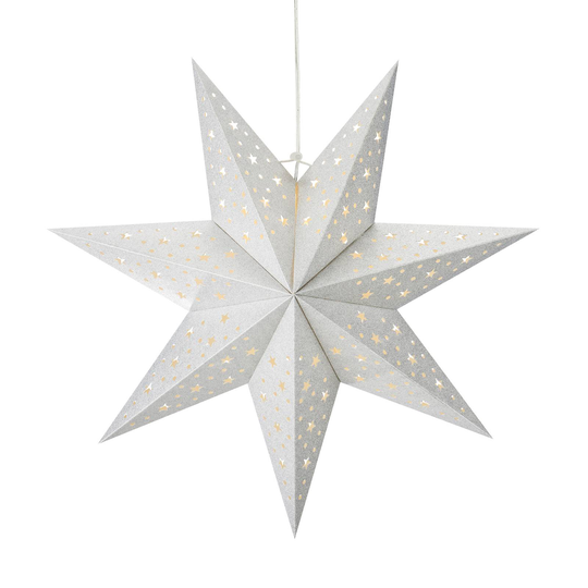 LED-riipputähti Blank paristo, ajastin Ø45cm hopea