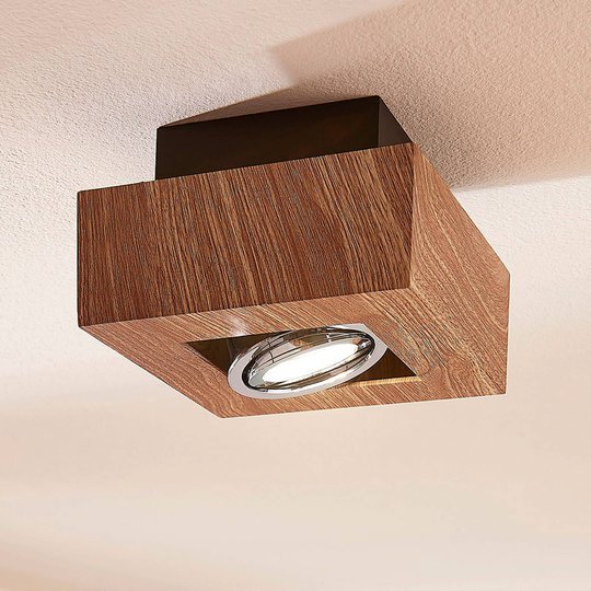 LED-kattolamppu Vince, 14 x 14 cm puuta