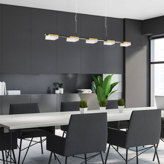 Bopp Quad -LED-riippuvalo, 5-lamppuinen, kulta