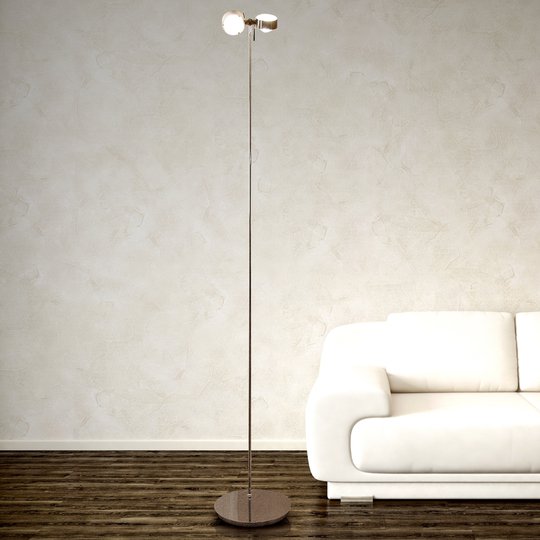 PUK FLOOR -lattiavalaisin, kromi, 2-lamp.