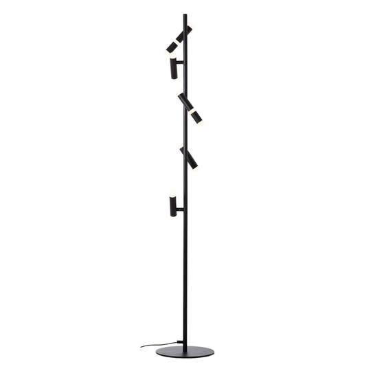 Lagano-LED-lattiavalo, musta, 5-lamppuinen