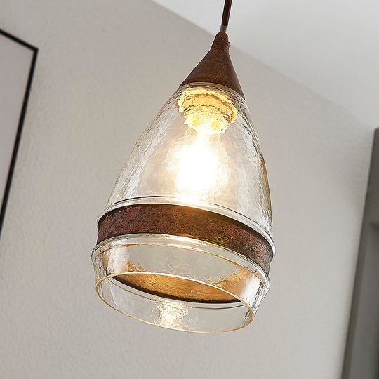 Lasinen riippuvalaisin Millina, ruoste, 1-lamp.