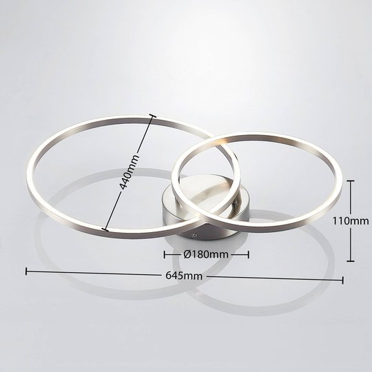 Lindby Sarafia -LED-kattovalaisin 2 renkaalla