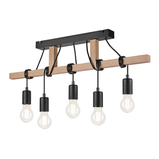 Riippuvalo Tyske puuta, 5-lamppuinen, musta