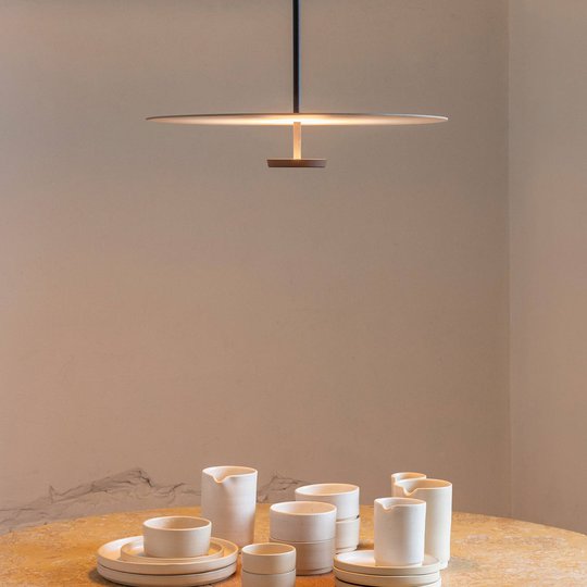 Vibia Flat -LED-riippuvalo Ø 40 cm harmaa L1