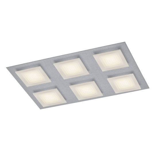 BANKAMP Ino -LED-kattovalo, 6 lamppua, hopea