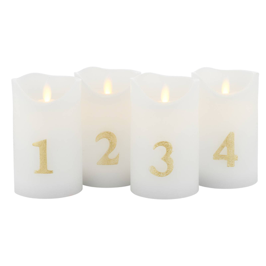 LED-adventtikynttilä Sara K 12,5cm valkoinen/kulta