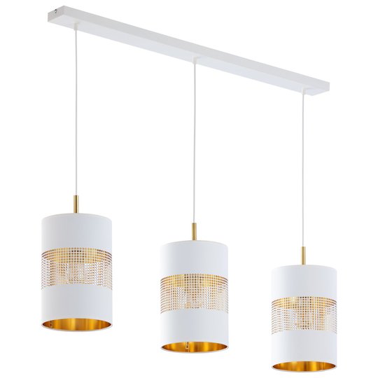 Riippuvalaisin Bogart, 3-lamp., valkoinen/kulta