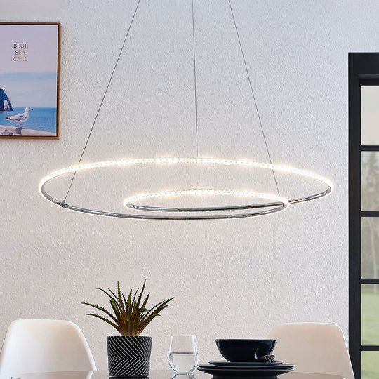 Lindby Lucy LED-riippuvalaisin, 90 cm, kristalli