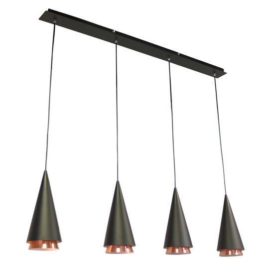 Lucande Naoh -riippuvalaisin 4-lamp. musta/kupari