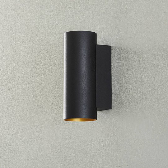 BEGA Studio Line seinävalo pyöreä musta/kulta 21cm