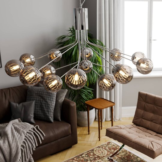 By Rydéns Galax riippuvalo kromi/harmaa 15-lamp