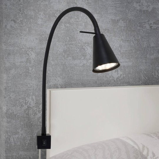 2080-LED-seinävalo, asennus sängynreunaan, musta