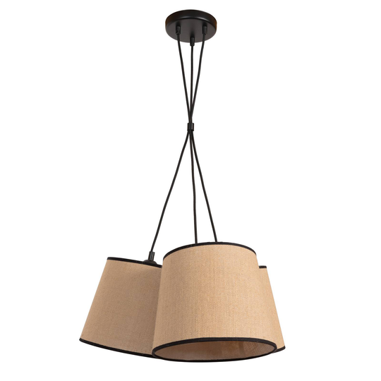 Riippuvalo Jute&black natur 3 valoa varjost. Ø36cm