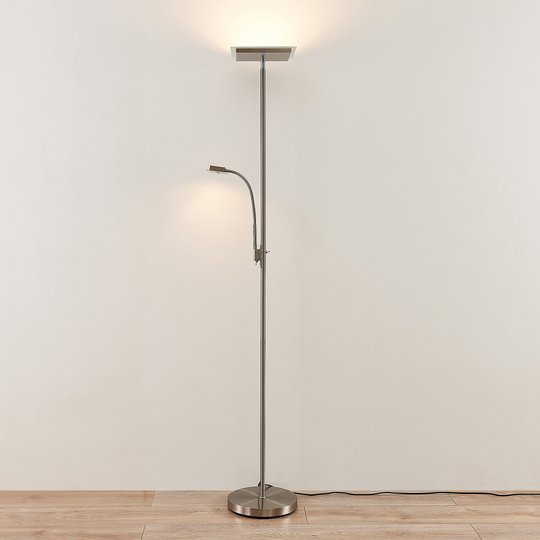 Lindby Kavi -LED-lattiavalo lukuvalolla, kulmikas