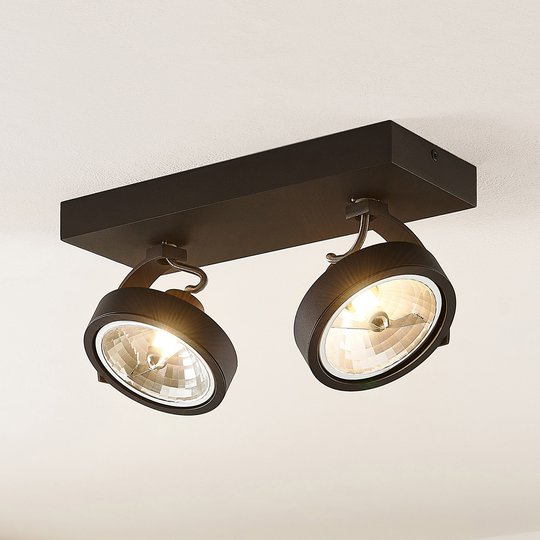Arcchio Dagur -kattospotti, 2-lamp., musta