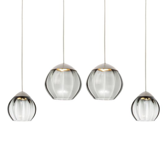 Nelilamppuinen LED-riippuvalaisin Soft, musta lasi