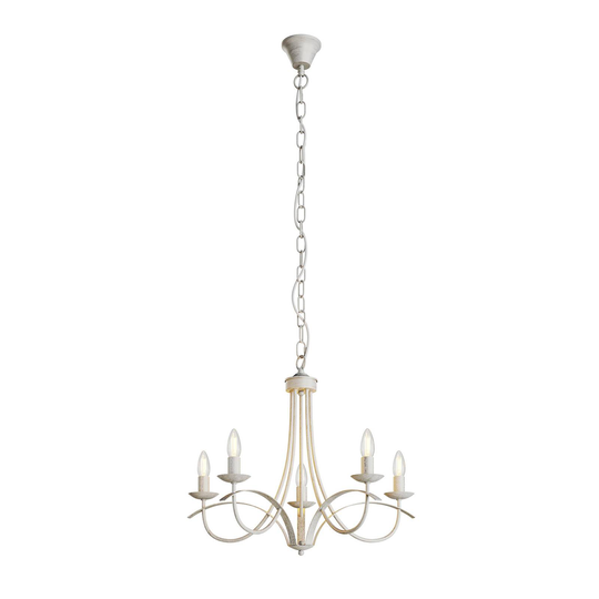 Lindby Amonja -kattokruunu, 5-lamp., valkoinen