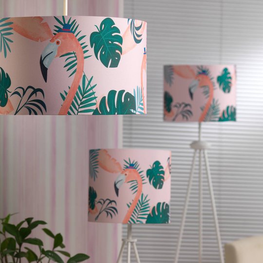 Pöytävalaisin Flamingo kangasvarjostimella, 34 cm