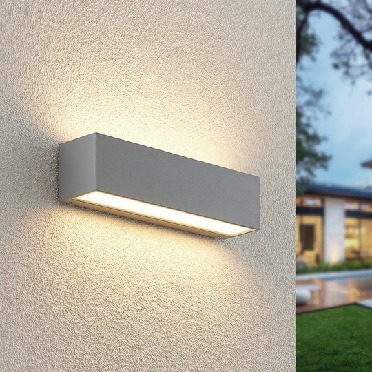 Lucande Lengo-LED-seinävalo 25cm hopea 2 lamppua