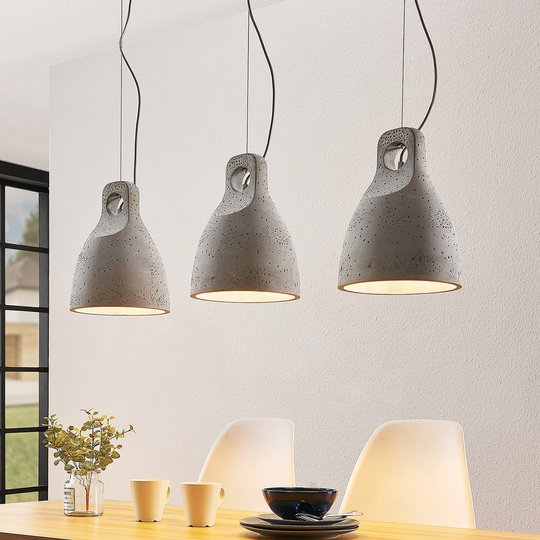Lindby Ibu -riippuvalo, betonia, 3-lamp.
