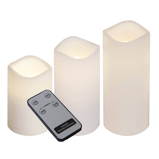 LED-kynttilät ulkokäyttöön, 3 kpl