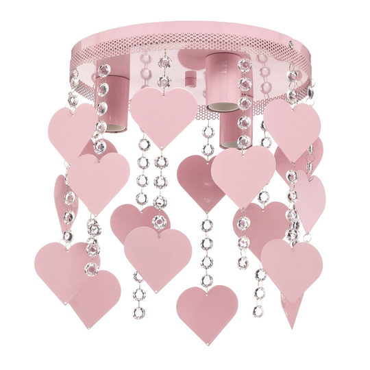Kattovalo Corazon, vaaleanpunainen, koristesydämet