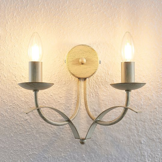 Lindby Amonja -seinälamppu, 2-lamp., valkoinen