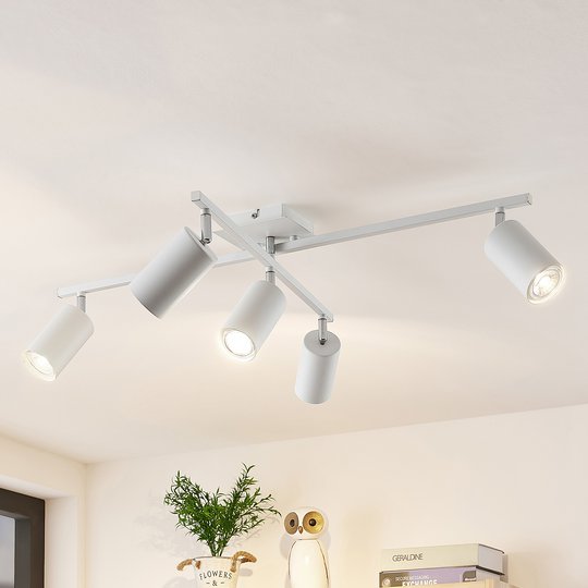 Lindby Ebardo -kattovalaisin, 5-lamp., valkoinen
