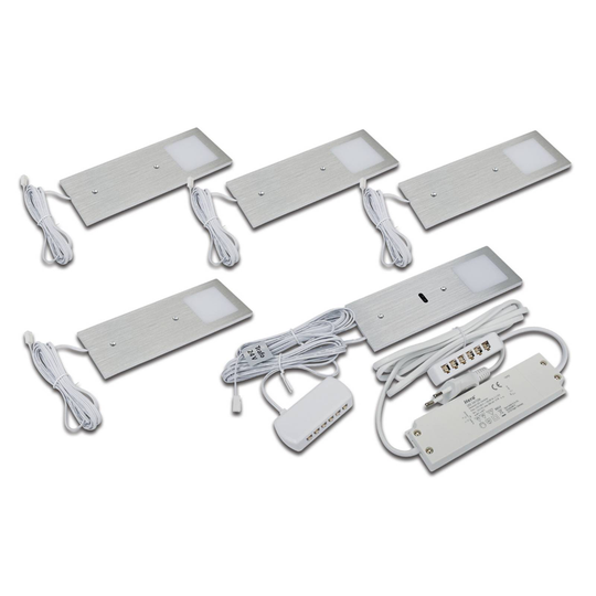 LED-kaapinalusvalo Eco-Pad F 5 kpl 4000K, alumiini