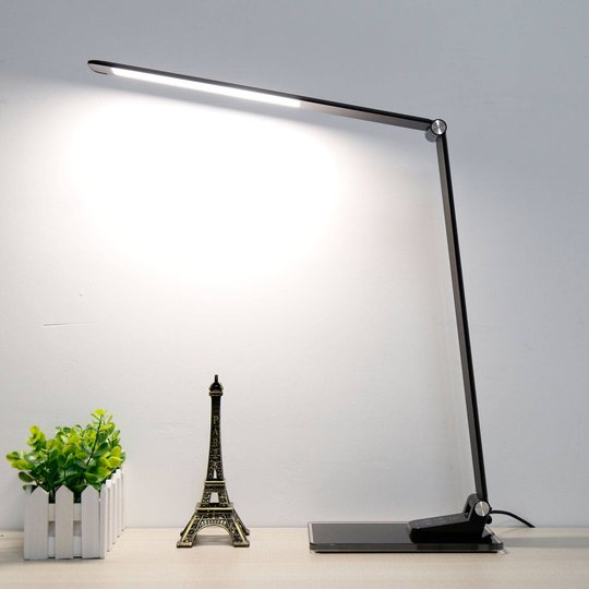 LED-työpöytälamppu Starglass lasijalustalla