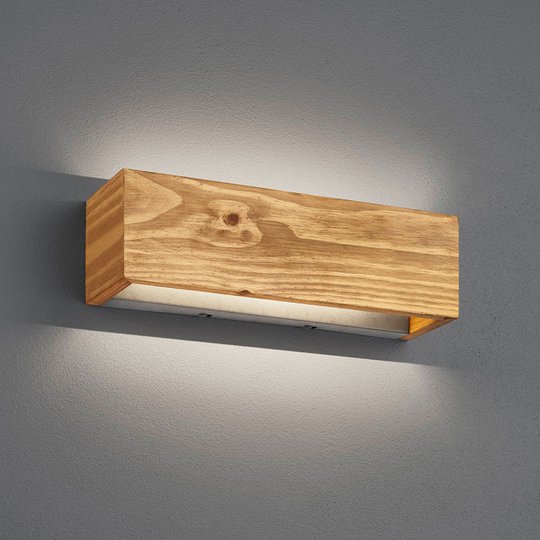 LED-seinävalaisin Brad puusta, ylös/alas, 37x11 cm