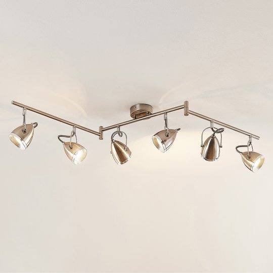 Lindby Jadon LED -kattovalaisin nikkeli, 6-lamp.