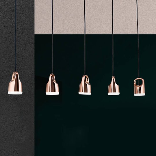 5-lamppuinen LED-riippuvalaisin Tinus, kuparikulta