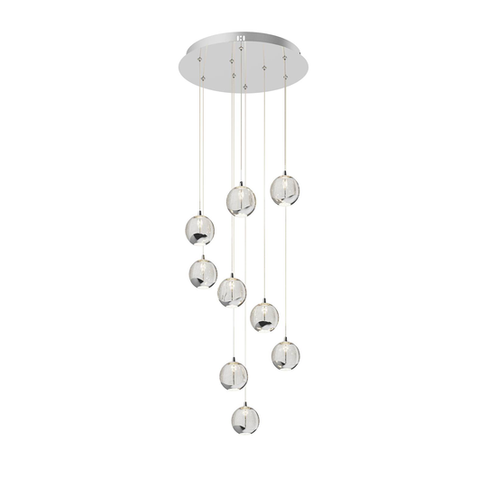 Lucande Hayley -LED-riippuvalo, 9-lamp., kromattu
