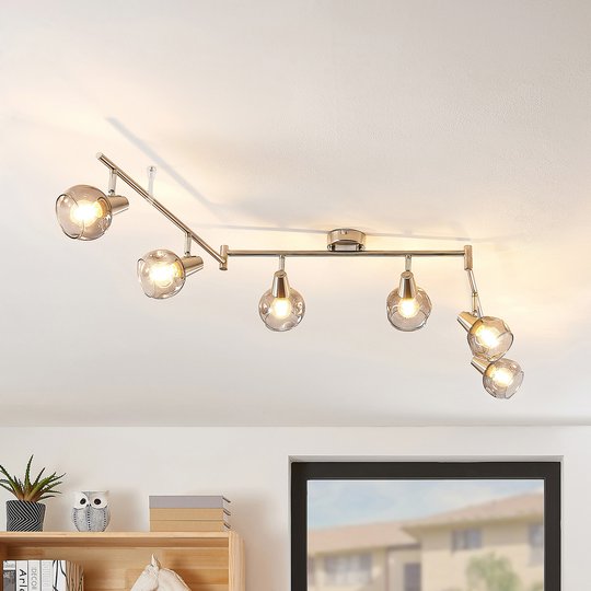 Lindby Almina -kattovalaisin, savulasi, 6-lamp.