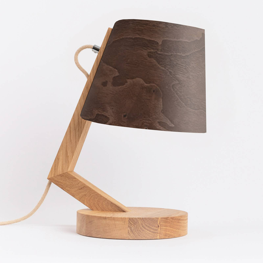 ALMUT 1411 -pöytälamppu, lieriö, Ø 23 cm, pähkinä
