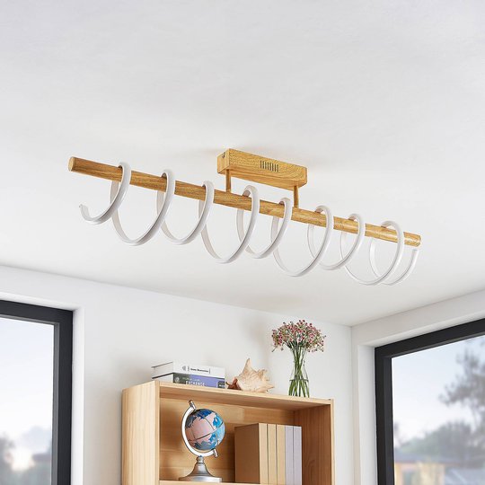 Lucande Milora -LED-kattovalaisin 100 cm, tammi
