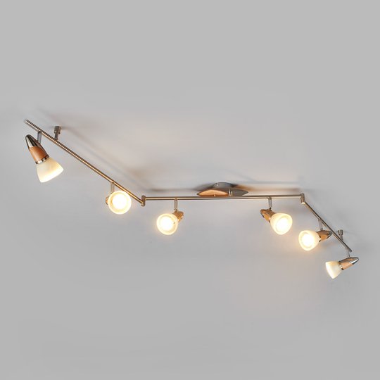 6-lamppuinen LED-kattovalaisin Marena, puuta