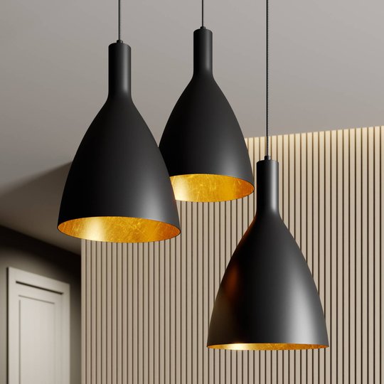 Arcchio Arthuria -riippuvalo, 3-lamp., musta