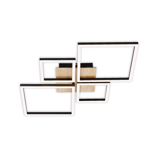 LED-kattovalo Frame, himmennys, 4-lamppuinen, puu
