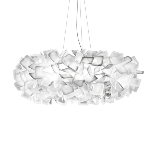 Slamp Clizia -riippuvalaisin, Ø 78 cm, valkoinen