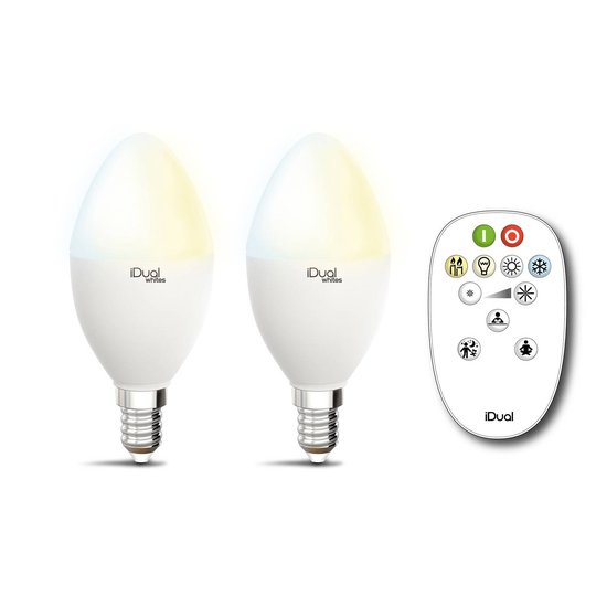 iDual Whites-lamppu E14 P45 5,5W 2 kpl kaukosäädin