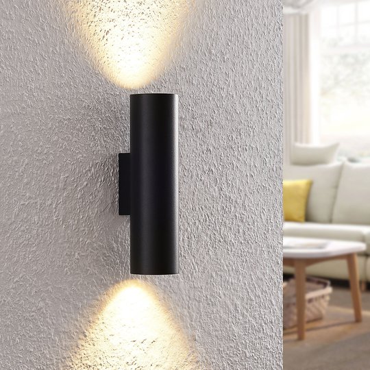 Arcchio Dilana -seinävalo, pyöreä, 2-lamp., musta